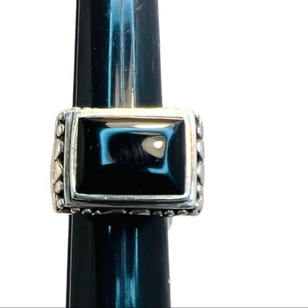 925 Thailand Silver Filigree Large Square Statement RingW/ Black Onyx Cabochon - Picture 2 of 13